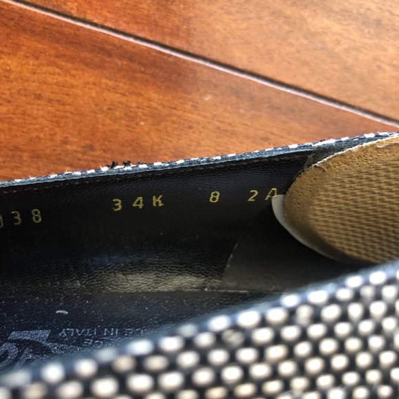 Salvatore Ferragamo bow block heels 8 2A shoes vintage black white classic - Picture 14 of 14